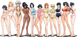 Bleach Girls Line-up Wallpaper - school uniform, stockings, swimsuits, yukata