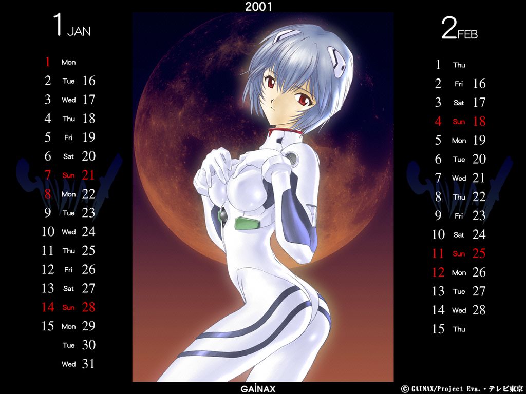 2001 Neon Genesis Evangelion Calander version 1 page 1 full
