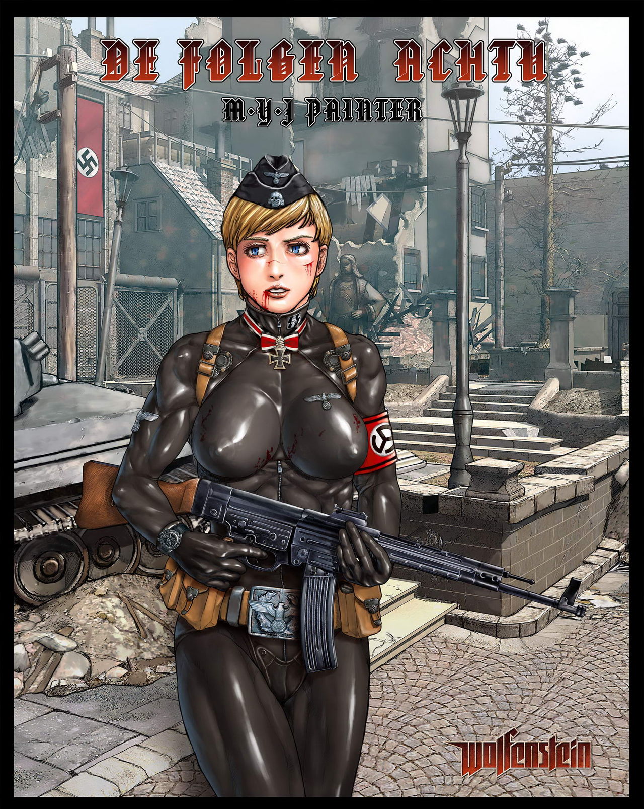 Nazi girl with STG-44 & bondage - Page 1 - IMHentai