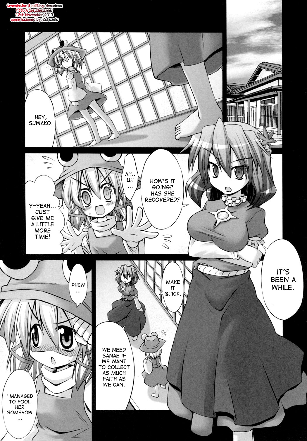 Shokushu Naedoko ni Natta Sanae-san ga Suwa ko wo Yokubou no Mama Musaboru Moriya Jinja page 4 full
